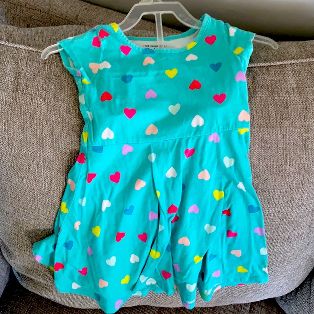 Heart patterned teal girls dress 3T